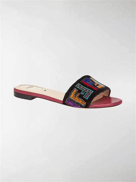 fendi flat fabric sandals